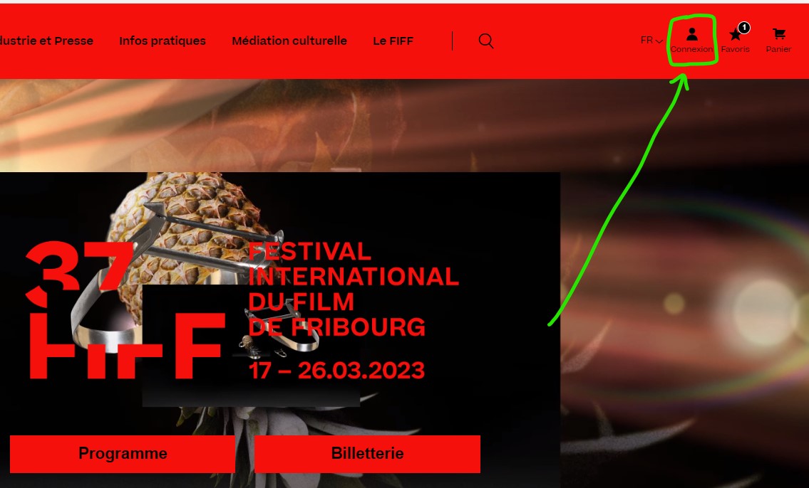 Mon compte en ligne pour le FIFF23, accès desktop