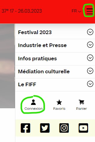 Mon compte en ligne pour le FIFF23, accès mobile