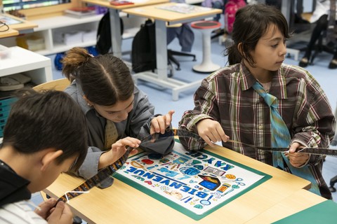 Atelier «Histoire du cinéma» dans une classe de Dompierre. ©Thomas Delley