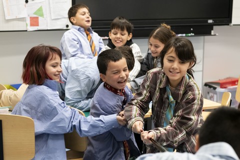 Atelier «Histoire du cinéma» dans une classe de Dompierre. ©Thomas Delley