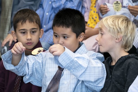 Atelier «Histoire du cinéma» dans une classe de Dompierre. ©Thomas Delley