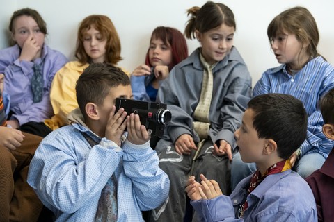 Atelier «Histoire du cinéma» dans une classe de Dompierre. ©Thomas Delley